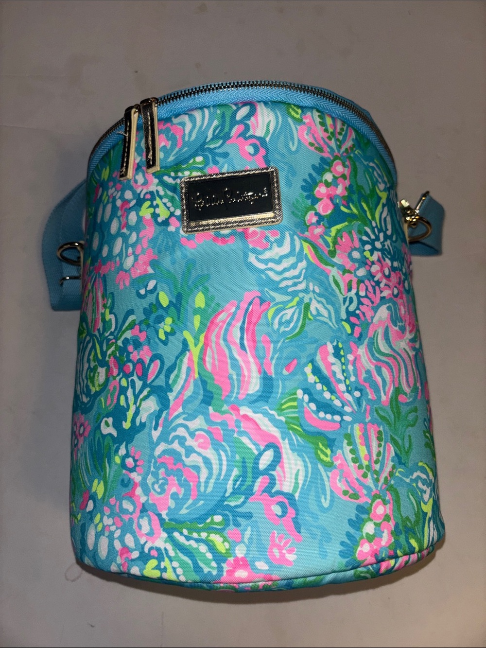 LILLY PULITZER AQUA LA VISTA INSULATED COOLER BAG MULTICOLORED BLUES AND PINKS